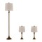Mid-Century Modern Lamp Set Of 3 Metal Floor Table Lamps With Led Bulbs Bronze Silver